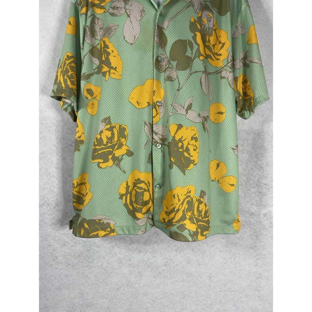 Nike Rose City Shirt Men's XL Green Yellow Mesh Button-Up Floral Short Sleeve - Picture 4 of 11